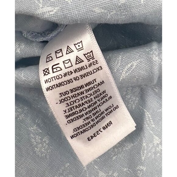 Joie Women's Large Blouse Linen Blend Boho Light Blue Floral 3/4 Sleeves - Picture 3 of 5